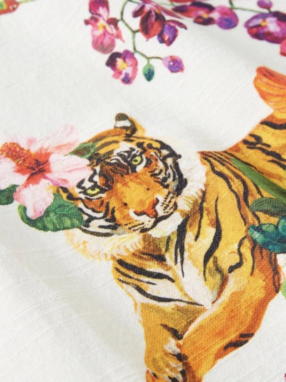 ANTHROPOLOGIE NATHALIE LETE KITCHEN TEA DISH TOWEL FLOWERS & TIGER NWT